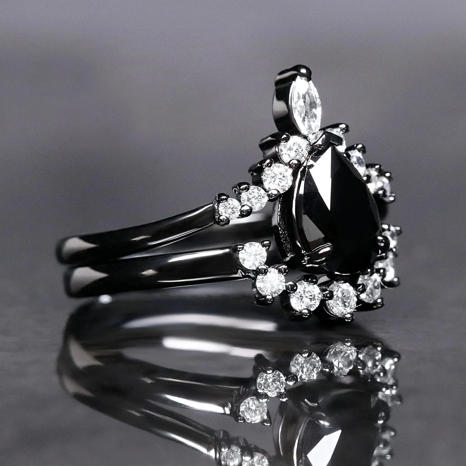 Mitternachts Obsidian - Ringe Set - Image 4